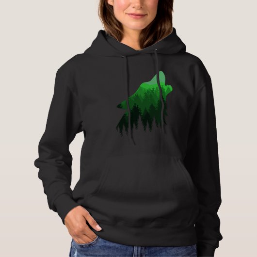 Fierce Wolf in the Forest Wilderness Style for Nat Hoodie (Voorkant)