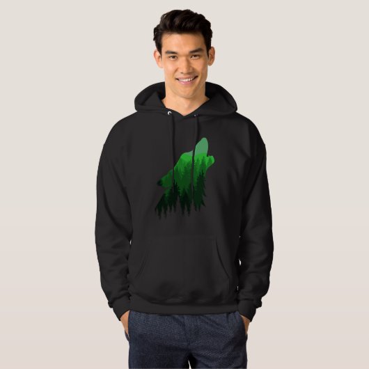 Fierce Wolf in the Forest Wilderness Style for Nat Hoodie (Voorkant volledig)