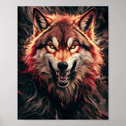 Fierce Wolf Portrait Poster (Voorkant)