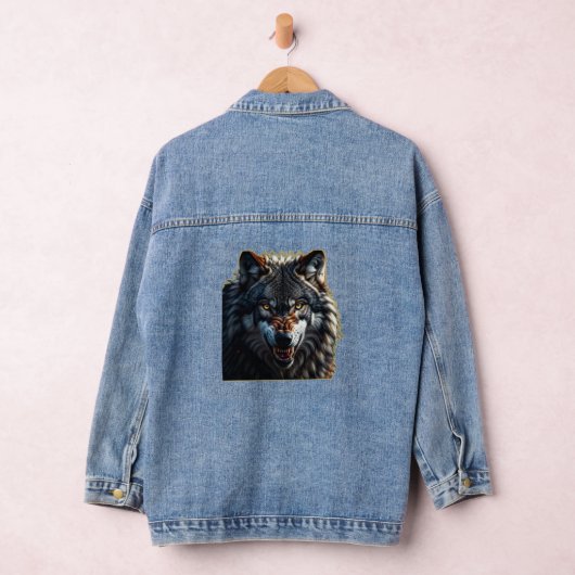 Fierce Wolf – Symbol of Strength and Freedom Denim Jacket (Hangar)