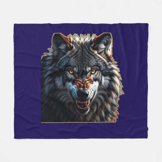 Fierce Wolf – Symbol of Strength and Freedom Fleece Deken (Voorkant (Horizontaal))