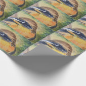 Fierce Yellow and Black Bird Cadeaupapier (Hoek)