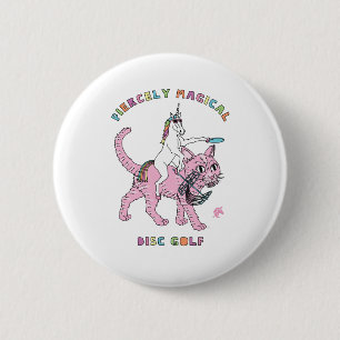 Fiercely Magical Disc Golf Unicorn Riding Cat Ronde Button 5,7 Cm