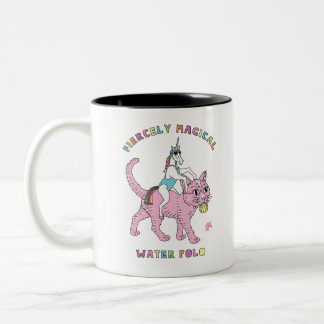 Fiercely Magical Water Polo (Vrouw) Unicorn Ridin Tweekleurige Koffiemok
