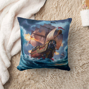 Fiercely piratenschip trotseert stormachtige zee b kussen