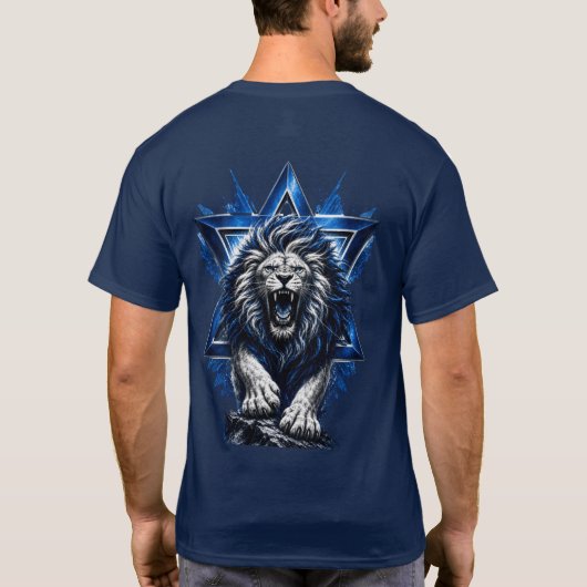 Fiere Leeuw van Juda met Davidster T-shirt (Achterkant)