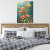 Fiery Abstract Flower Canvas Afdruk (Insitu (Slaapkamer))