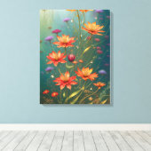 Fiery Abstract Flower Canvas Afdruk (Insitu (Houten vloer))