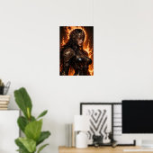 Fiery Amazon Warrior Poster (Thuiskantoor)