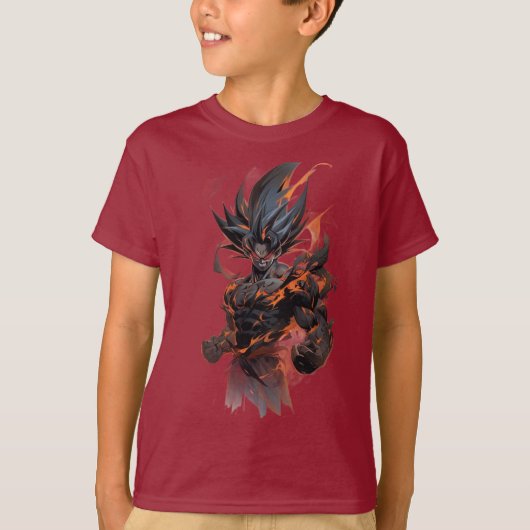 Fiery Anime Warrior Kinder T-shirt (Voorkant)