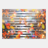 Fiery Autumn Foliage Zilver Black Stripe Glamour Inpakpapier Vel (Voorkant 3)