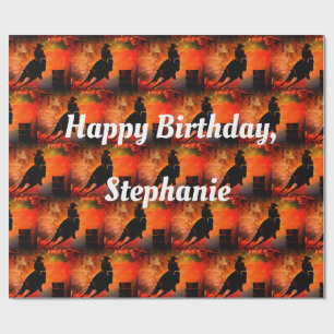 Fiery Barrel Racing Rodeo Birthday Cadeaupapier
