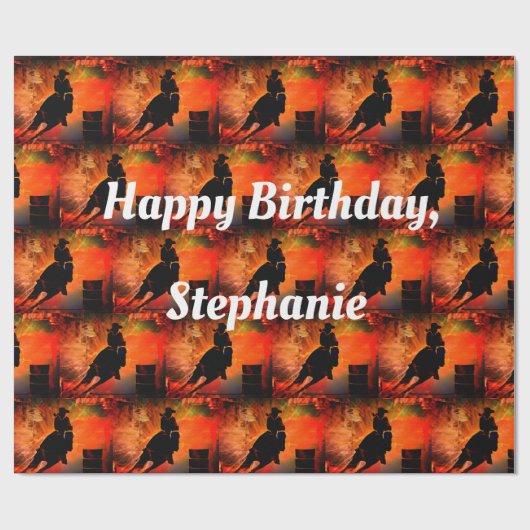 Fiery Barrel Racing Rodeo Birthday Cadeaupapier (Vlak)