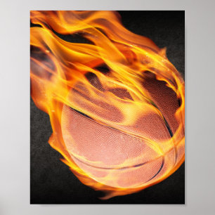 Fiery Basketball Poster