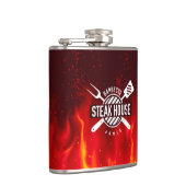 Fiery BBQ Flask - Custom Steak House Style Heupfles (Rechts)