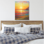 Fiery Beach Sunset Canvas Afdruk (Insitu (Slaapkamer))