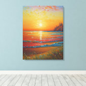 Fiery Beach Sunset Canvas Afdruk (Insitu (Houten vloer))