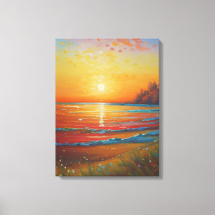 Fiery Beach Sunset Canvas Afdruk