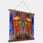 Fiery Birds Abstracte kunst Hangend Wandkleed (Gebogen)
