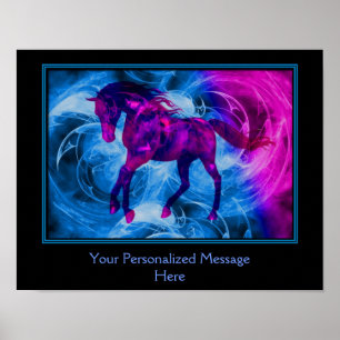 Fiery Black Fantasy Horse Creëer Your Own Poster