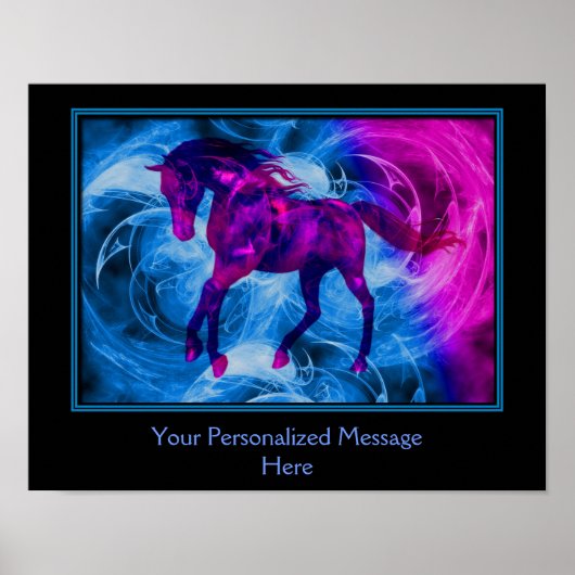 Fiery Black Fantasy Horse Creëer Your Own Poster (Voorkant)