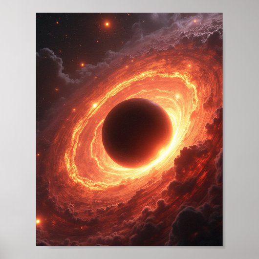 Fiery Black Hole Space Vortex Cosmic Event Art Poster (Voorkant)
