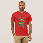 Fiery Blue Dragon van welvaart Chinees Nieuwjaar T-shirt (Voorkant volledig)