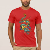 Fiery Blue Dragon van welvaart Chinees Nieuwjaar T-shirt (Voorkant)