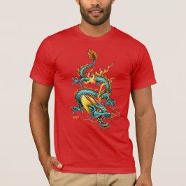 Fiery Blue Dragon van welvaart Chinees Nieuwjaar T-shirt