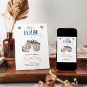 Fiery Blue Monster Truck 4e uitnodiging