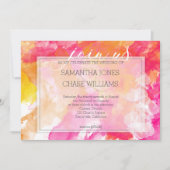 Fiery Bold Sunset Waterverf Hollyhock Wedding Kaart (Voorkant)