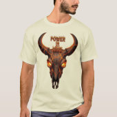 Fiery Bull Skull "Power Is Mine" - Lava Effect Gra T-shirt (Voorkant)