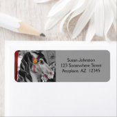 Fiery Carousel Horse Black en White Address Label (Insitu)