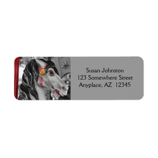 Fiery Carousel Horse Black en White Address Label (Voorkant)