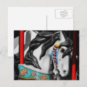 Fiery Carousel Horse Black White Briefkaart (Voorkant / Achterkant)