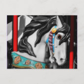 Fiery Carousel Horse Black White Briefkaart (Voorkant)