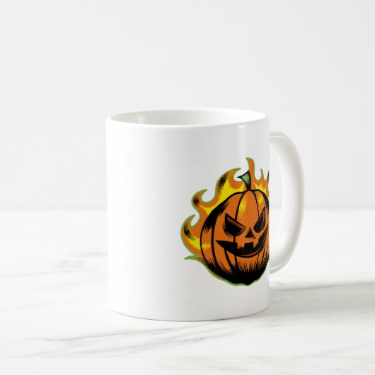 Fiery Carved Halloween Pumpkin Mug Koffiemok (Voorkant rechts)