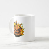 Fiery Carved Halloween Pumpkin Mug Koffiemok (Voorkant links)