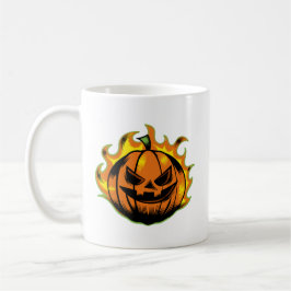 Fiery Carved Halloween Pumpkin Mug Koffiemok