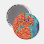 Fiery Cat op Turquoise Magneet (Voorkant / Achterkant)