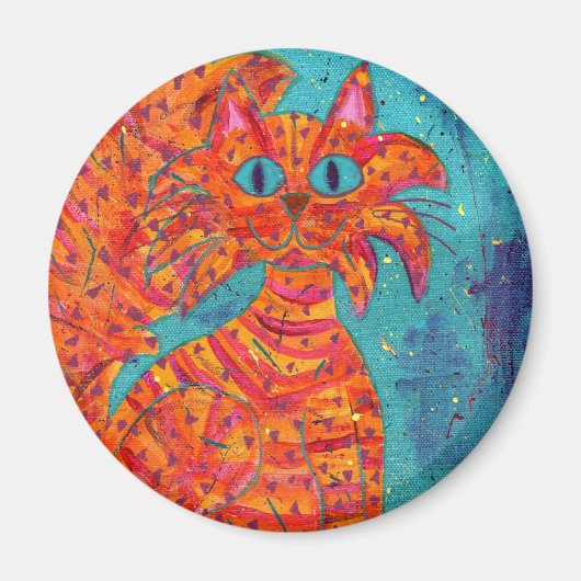 Fiery Cat op Turquoise Magneet (Voorkant)