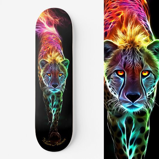 Fiery Cheetah Glowing Cool Style Persoonlijk Skateboard