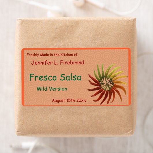 Fiery Chili Pepper Canning Jar Etiket (Insitu)