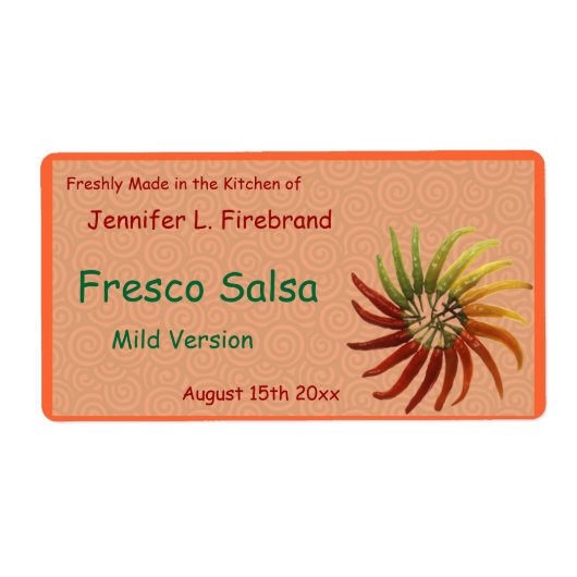 Fiery Chili Pepper Canning Jar Etiket (Voorkant)