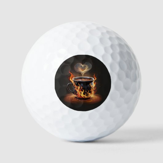 Fiery Christmas Coffee Cup met Heart Steam Art Golfballen (Voorkant)