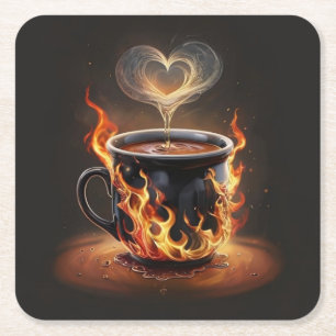 Fiery Christmas Coffee Cup met Heart Steam Art Kartonnen Onderzetters