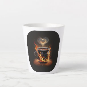Fiery Christmas Coffee Cup met Heart Steam Art Latte Mok