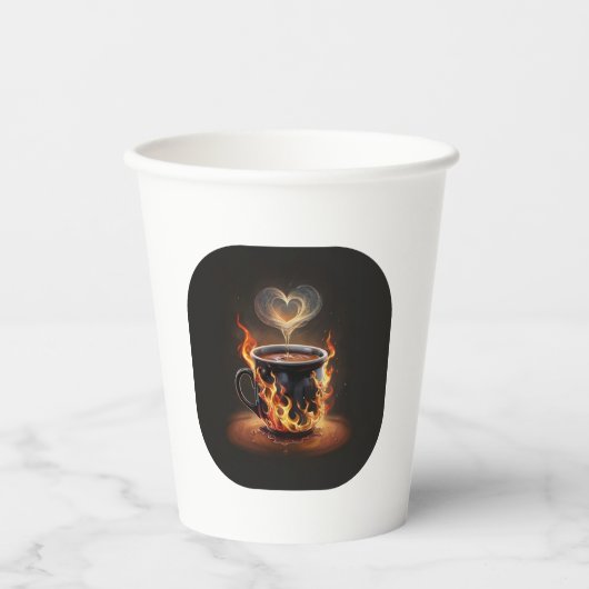 Fiery Christmas Coffee Cup met Heart Steam Art Papieren Bekers (Voorkant)