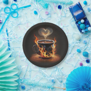 Fiery Christmas Coffee Cup met Heart Steam Art Papieren Bordje