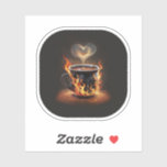 Fiery Christmas Coffee Cup met Heart Steam Art Sticker<br><div class="desc">Fiery Christmas Coffee Cup met Heart Steam Art</div>
